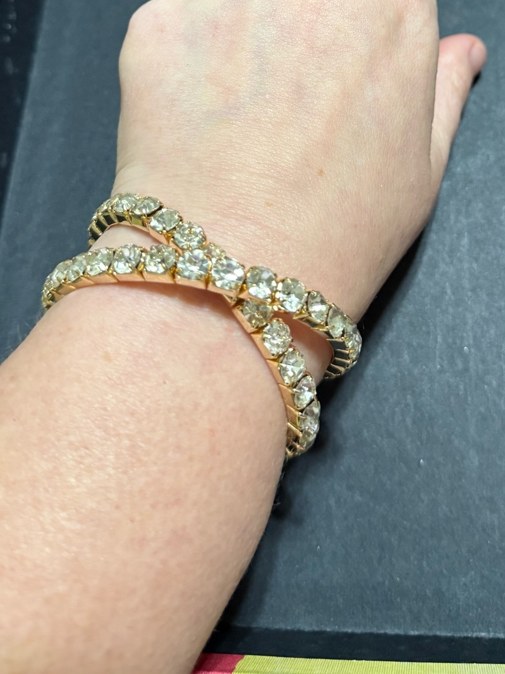 Gold Crystal Tennis Bracelet - Elegant Women's Jewelry